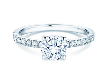 Anillo de compromiso Classic 4 Pavé en 18K oro blanco con diamantes de laboratorio 1,44ct E/VS