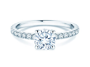 Anillo de compromiso Classic 4 Pavé en 18K oro blanco con diamantes de laboratorio 1,44ct E/VS