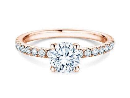 Anillo de compromiso Classic 4 Pavé en 18K oro rosa con diamantes de laboratorio 1,44ct E/VS