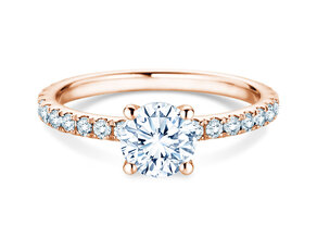 Anillo de compromiso Classic 4 Pavé en 18K oro rosa con diamantes de laboratorio 1,44ct E/VS
