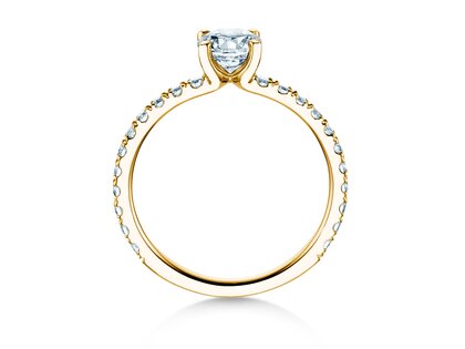 Anillo de compromiso Classic 4 Pavé en 18K oro amarillo con diamantes de laboratorio 1,44ct E/VS