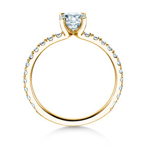 Anillo de compromiso Classic 4 Pavé en 18K oro amarillo con diamantes de laboratorio 1,44ct E/VS