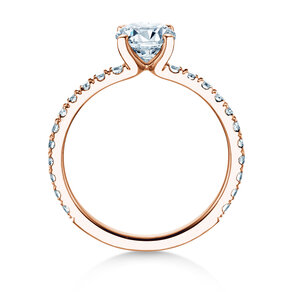 Anillo de compromiso Classic 4 Pavé en 18K oro rosa con diamantes de laboratorio 1,44ct E/VS
