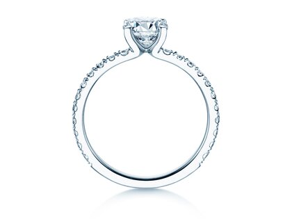 Anillo de compromiso Classic 4 Pavé en 18K oro blanco con diamantes de laboratorio 1,44ct E/VS