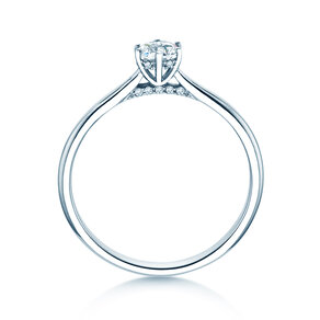 Anillo de compromiso Classic 6 Hidden Halo en 14K oro blanco con diamantes 0,30ct G/SI