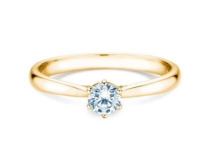 Anillo de compromiso Classic 6 Hidden Halo en 14K oro amarillo con diamantes 0,30ct G/SI