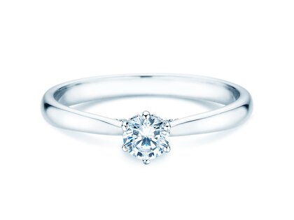 Anillo de compromiso Classic 6 Hidden Halo en 14K oro blanco con diamantes 0,30ct G/SI