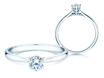 Anillo de compromiso Classic 6 Hidden Halo en 14K oro blanco con diamantes 0,30ct G/SI