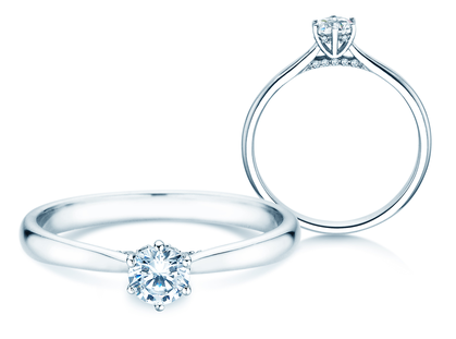 Anillo de compromiso Classic 6 Hidden Halo en 14K oro blanco con diamantes 0,30ct G/SI