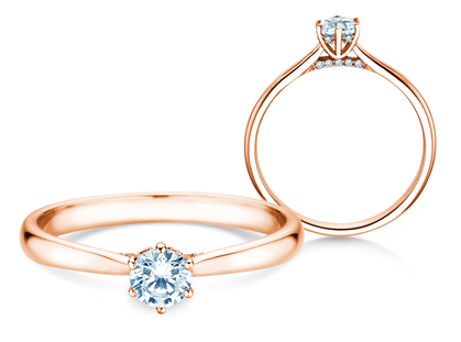 Anillo de compromiso Classic 6 Hidden Halo en 14K oro rosa con diamantes 0,30ct G/SI