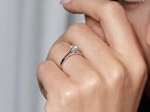 Anillo de compromiso Classic 6 Hidden Halo en 14K oro blanco con diamantes 0,55ct G/SI