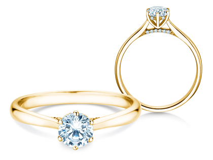 Anillo de compromiso Classic 6 Hidden Halo en 14K oro amarillo con diamantes 0,55ct G/SI