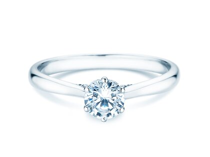 Anillo de compromiso Classic 6 Hidden Halo en 14K oro blanco con diamantes 0,55ct G/SI