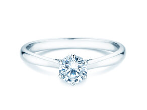 Anillo de compromiso Classic 6 Hidden Halo en 14K oro blanco con diamantes 0,55ct G/SI