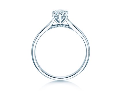 Anillo de compromiso Classic 6 Hidden Halo en 14K oro blanco con diamantes 0,55ct G/SI