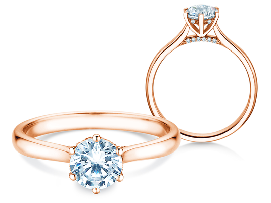Anillo de compromiso Classic 6 Hidden Halo en 9K oro blanco