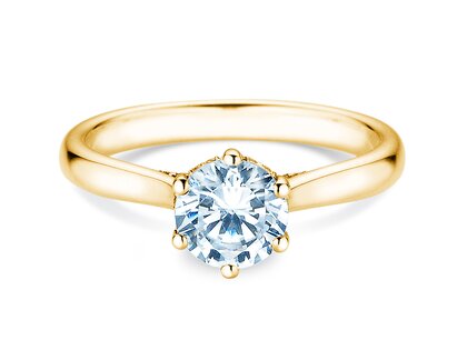 Anillo de compromiso Classic 6 Hidden Halo en 14K oro amarillo con diamantes 1,08ct G/SI