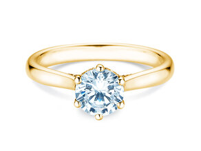 Anillo de compromiso Classic 6 Hidden Halo en 14K oro amarillo con diamantes 1,08ct G/SI