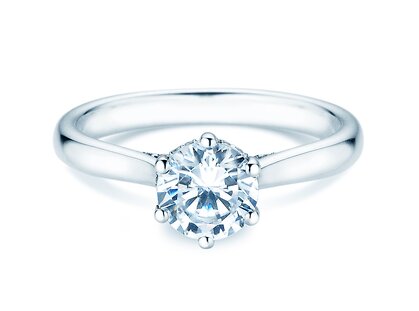 Anillo de compromiso Classic 6 Hidden Halo en oro blanco