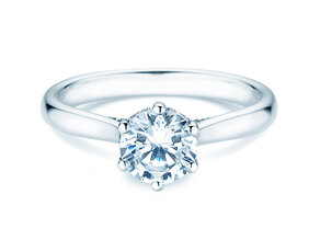 Anillo de compromiso Classic 6 Hidden Halo en 14K oro blanco con diamantes 1,08ct G/SI