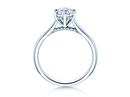 Anillo de compromiso Classic 6 Hidden Halo en 14K oro blanco con diamantes 1,08ct G/SI