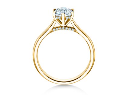 Anillo de compromiso Classic 6 Hidden Halo en 14K oro amarillo con diamantes 1,08ct G/SI