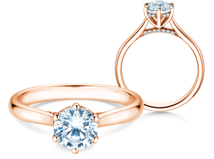 Anillo de compromiso Classic 6 Hidden Halo en oro rosa