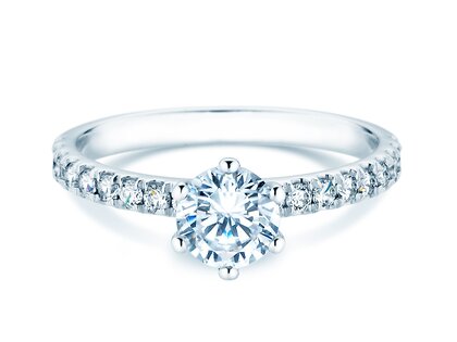 Anillo de compromiso Classic Pavé en 18K oro blanco con diamantes 1,11ct G/SI