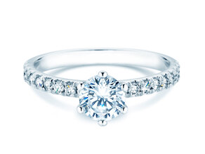 Anillo de compromiso Classic Pavé en 18K oro blanco con diamantes 1,11ct G/SI