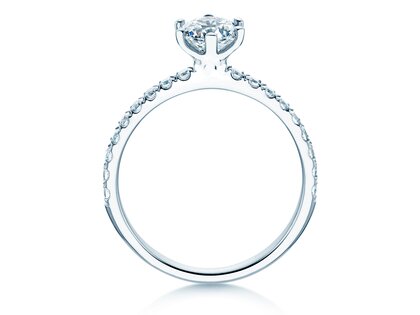 Anillo de compromiso Classic Pavé en 18K oro blanco con diamantes 1,11ct G/SI