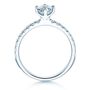Anillo de compromiso Classic Pavé en 18K oro blanco con diamantes 1,11ct G/SI
