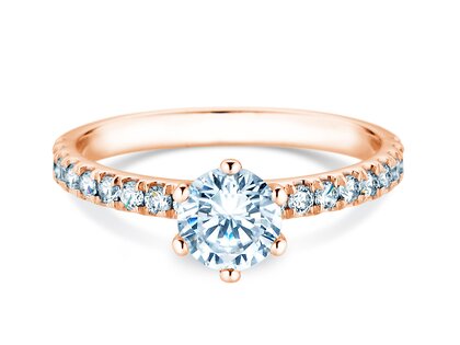 Anillo de compromiso Classic Pavé en 18K oro rosa con diamantes 1,11ct G/SI