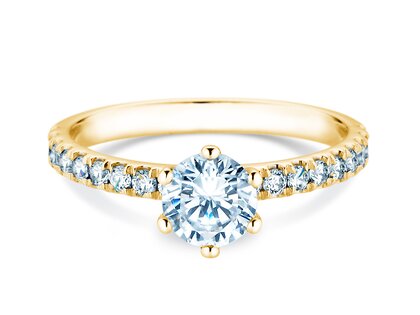 Anillo de compromiso Classic Pavé en 14K oro amarillo con diamantes 1,11ct G/SI
