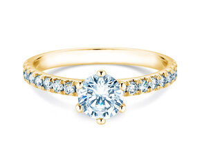Anillo de compromiso Classic Pavé en 14K oro amarillo con diamantes 1,11ct G/SI