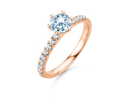 Anillo de compromiso Classic Pavé en 18K oro rosa con diamantes 1,11ct G/SI