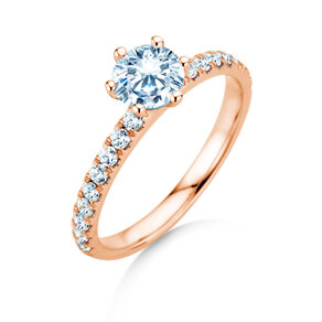 Anillo de compromiso Classic Pavé en 18K oro rosa con diamantes 1,11ct G/SI