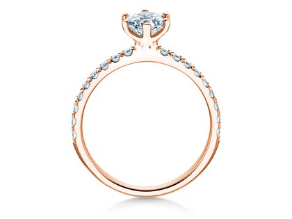 Anillo de compromiso Classic Pavé en 18K oro rosa con diamantes 1,11ct G/SI