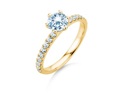 Anillo de compromiso Classic Pavé en 14K oro amarillo con diamantes 1,11ct G/SI