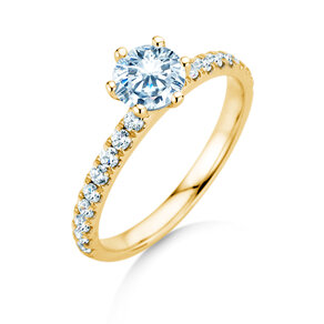 Anillo de compromiso Classic Pavé en 14K oro amarillo con diamantes 1,11ct G/SI