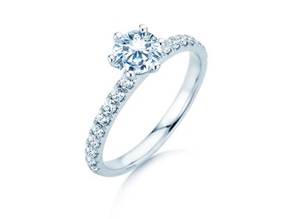 Anillo de compromiso Classic Pavé en 18K oro blanco con diamantes 1,11ct G/SI