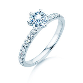Anillo de compromiso Classic Pavé en 18K oro blanco con diamantes 1,11ct G/SI