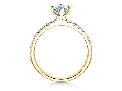 Anillo de compromiso Classic Pavé en 14K oro amarillo con diamantes 1,11ct G/SI