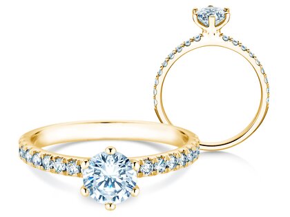 Anillo de compromiso Classic Pavé en 14K oro amarillo con diamantes 1,11ct G/SI