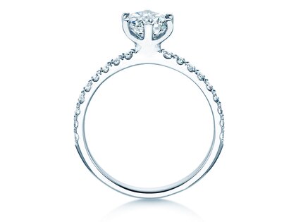Anillo de compromiso Classic Pavé en 14K oro blanco con diamantes 1,36ct G/SI