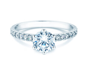 Anillo de compromiso Classic Pavé en 14K oro blanco con diamantes 1,36ct G/SI