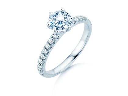 Anillo de compromiso Classic Pavé en 14K oro blanco con diamantes 1,36ct G/SI