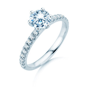 Anillo de compromiso Classic Pavé en 14K oro blanco con diamantes 1,36ct G/SI