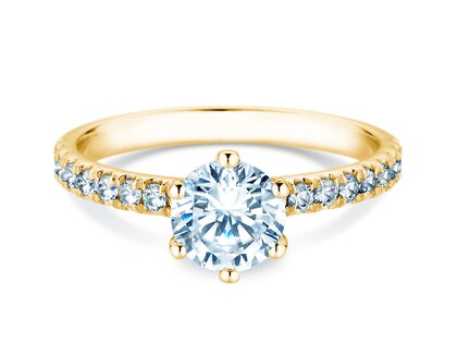 Anillo de compromiso Classic Pavé en 18K oro amarillo con diamantes 1,36ct G/SI