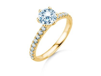 Anillo de compromiso Classic Pavé en 18K oro amarillo con diamantes 1,36ct G/SI