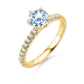 Anillo de compromiso Classic Pavé en 18K oro amarillo con diamantes 1,36ct G/SI